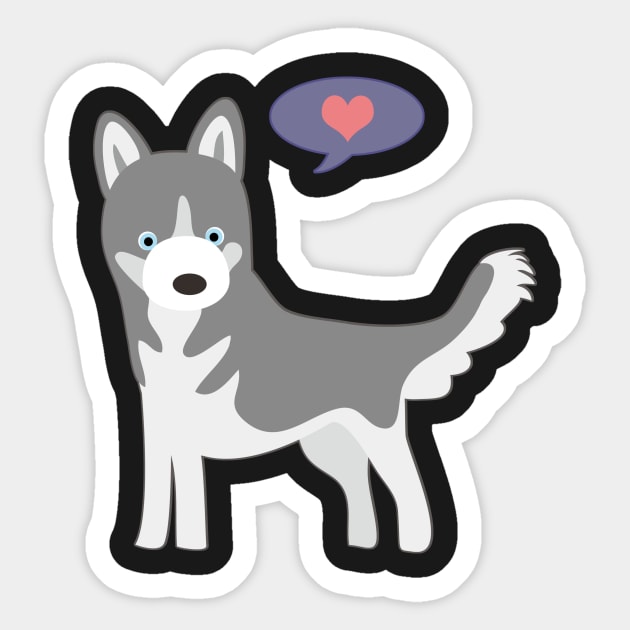 Grey Husky Love Sticker by Psitta